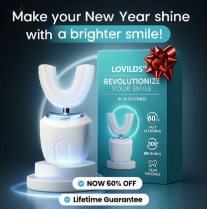 ✨LAST DAY UP 60% OFF✨Cleared U-Shaped Ultrasonic Cleaner w/ Blue Light (Dentist-Approved!)